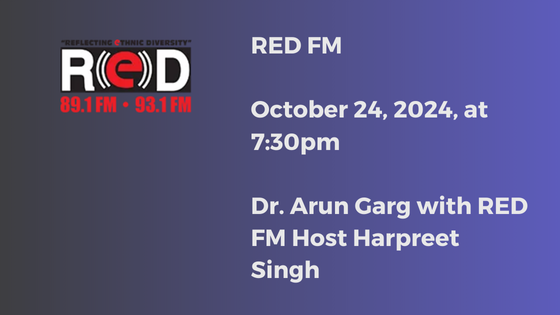 RED FM – Dr. Arun Garg with RED FM Host Harpreet Singh. October 24, 2024